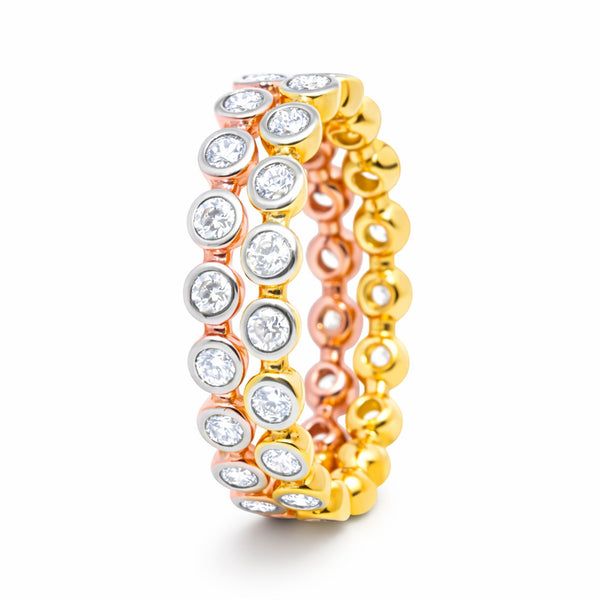 14K Two-Tone Gold Bezel Set Round Diamond Eternity Ring (1.60 ct)