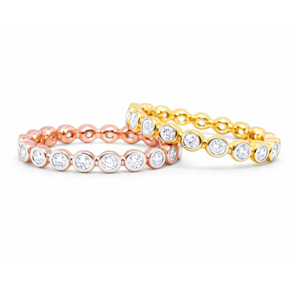 14K Two-Tone Gold Bezel Set Round Diamond Eternity Ring (1.60 ct)