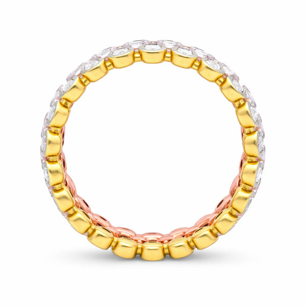 14K Two-Tone Gold Bezel Set Round Diamond Eternity Ring (1.60 ct)