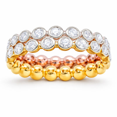 14K Two-Tone Gold Bezel Set Round Diamond Eternity Ring (1.60 ct)