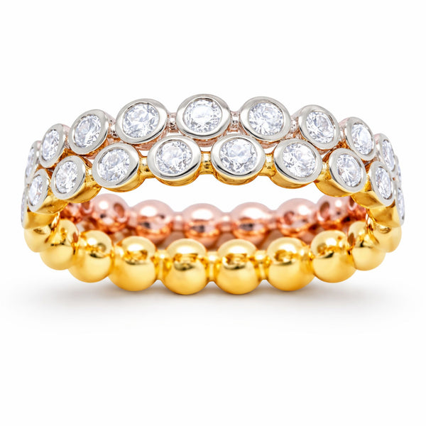 14K Two-Tone Gold Bezel Set Round Diamond Eternity Ring (1.60 ct)