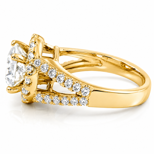 14K White Gold Round Cut Diamond Engagement Ring - LA DIAMOND