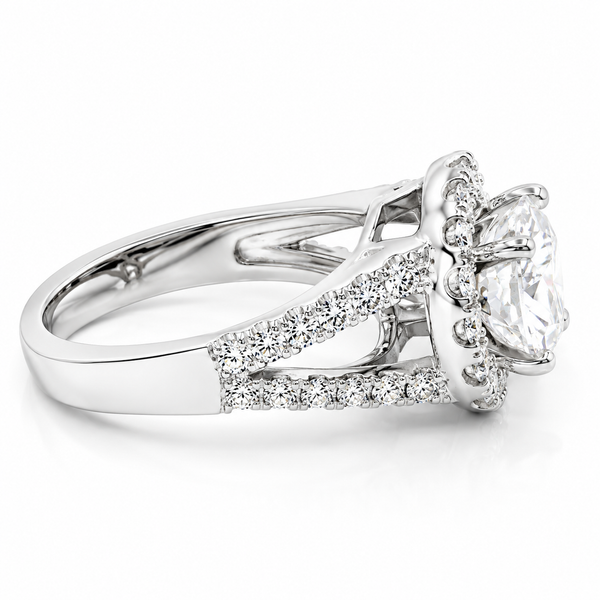 14K White Gold Round Cut Diamond Engagement Ring - LA DIAMOND