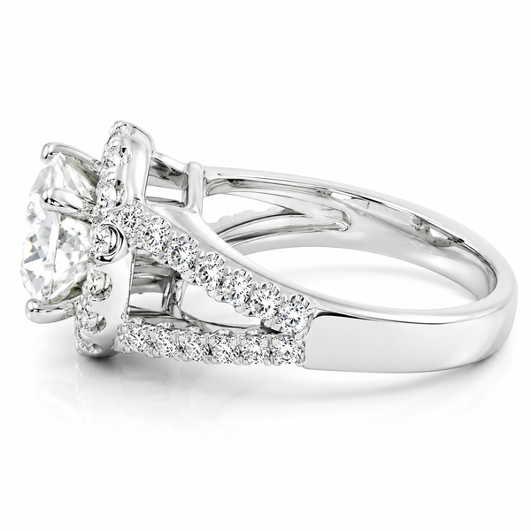 14K White Gold Round Cut Diamond Engagement Ring - LA DIAMOND
