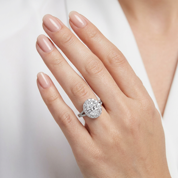 14K White Gold Round Cut Diamond Engagement Ring - LA DIAMOND