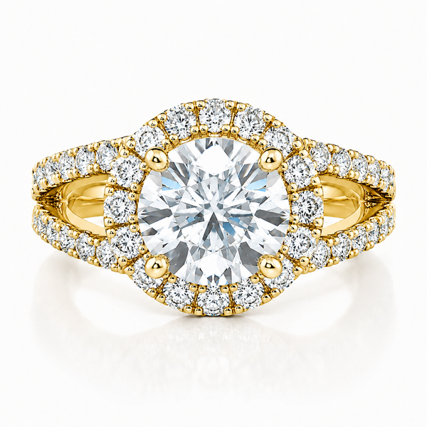 14K White Gold Round Cut Diamond Engagement Ring - LA DIAMOND