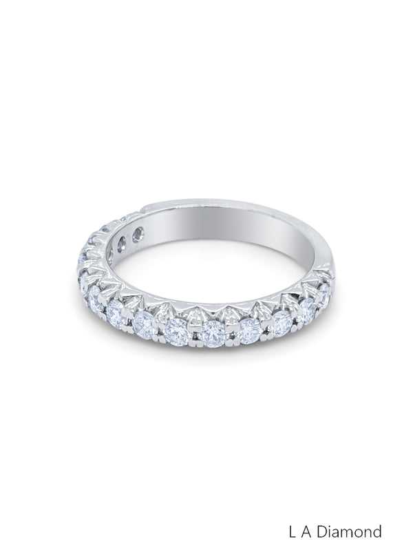 14K White Gold Round Diamond U-Prong Half Eternity Band (1.25 ct) - LA DIAMOND