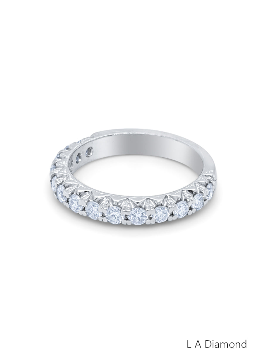 14K White Gold Round Diamond U-Prong Half Eternity Band (1.25 ct)