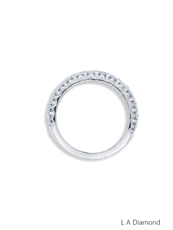 14K White Gold Round Diamond U-Prong Half Eternity Band (1.25 ct) - LA DIAMOND