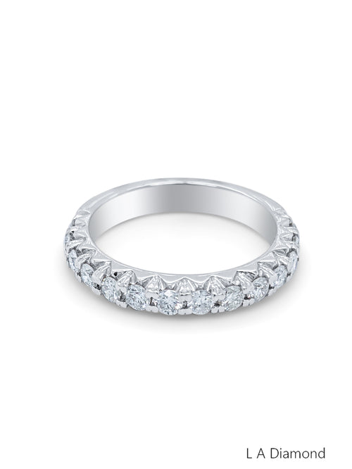14K White Gold Round Diamond U-Prong Half Eternity Band (1.25 ct) - LA DIAMOND