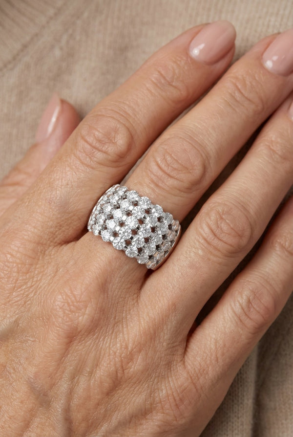 14K White Gold Round Diamond Ring (3.70 ct)