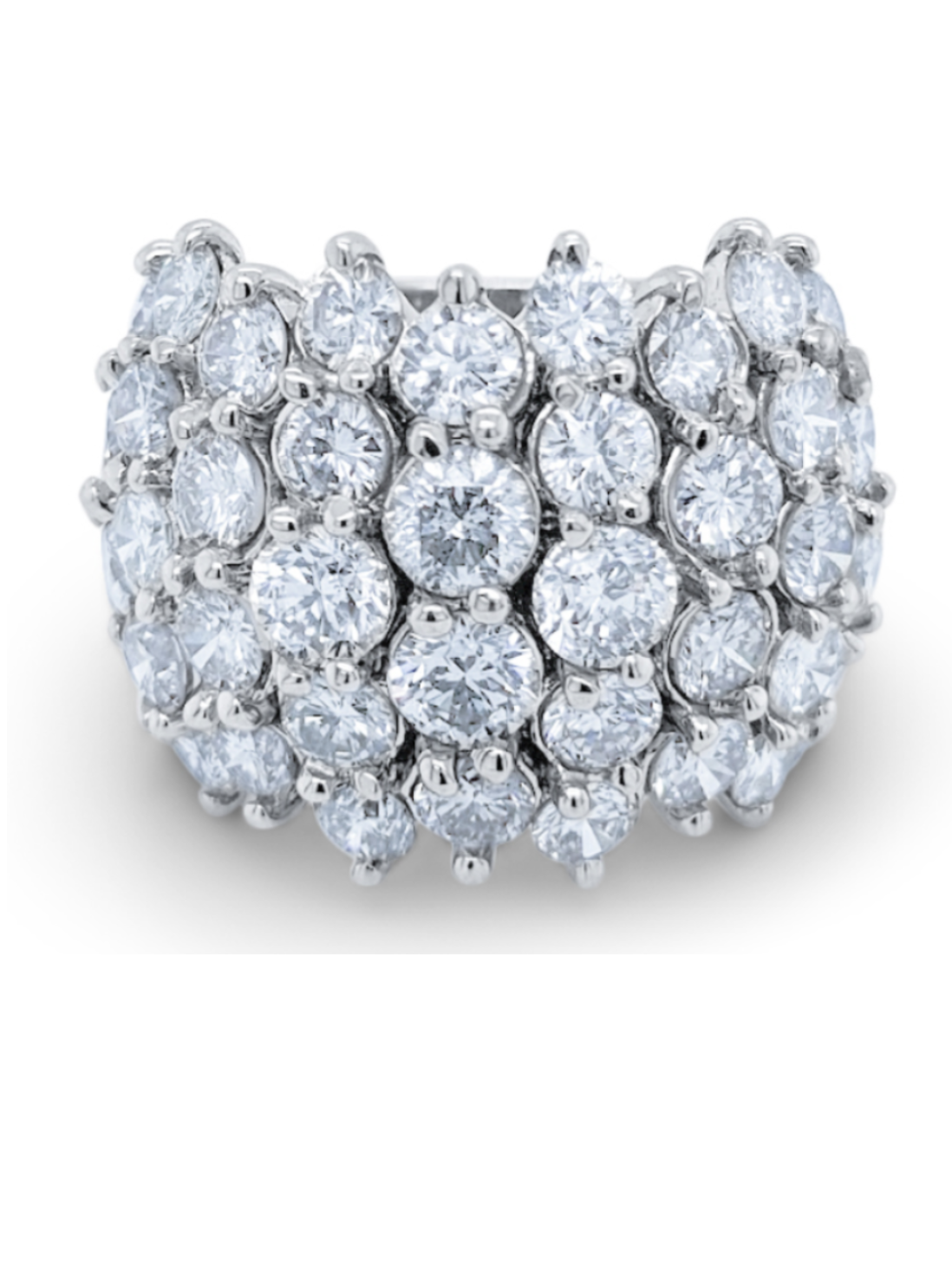 14k White Gold Diamond Round Cut Multi-Layer Wedding Band 6.55c