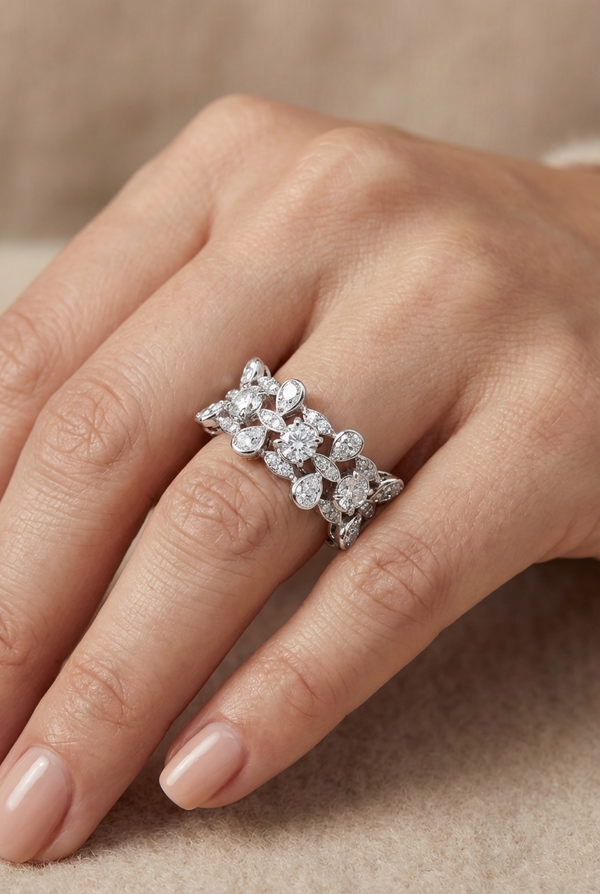 14K White Gold Round Diamond Half-Bezel Engagement Ring (2.00 ct)