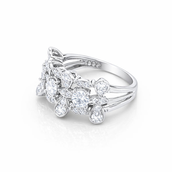 14K White Gold Round Diamond Half-Bezel Engagement Ring (2.00 ct)