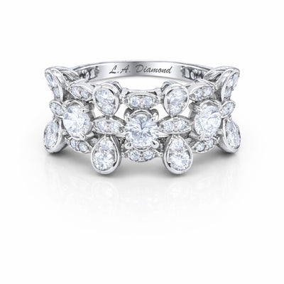 14K White Gold Round Diamond Half-Bezel Engagement Ring (2.00 ct)
