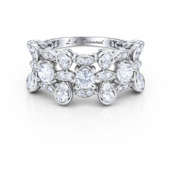 14K White Gold Round Diamond Half-Bezel Engagement Ring (2.00 ct)