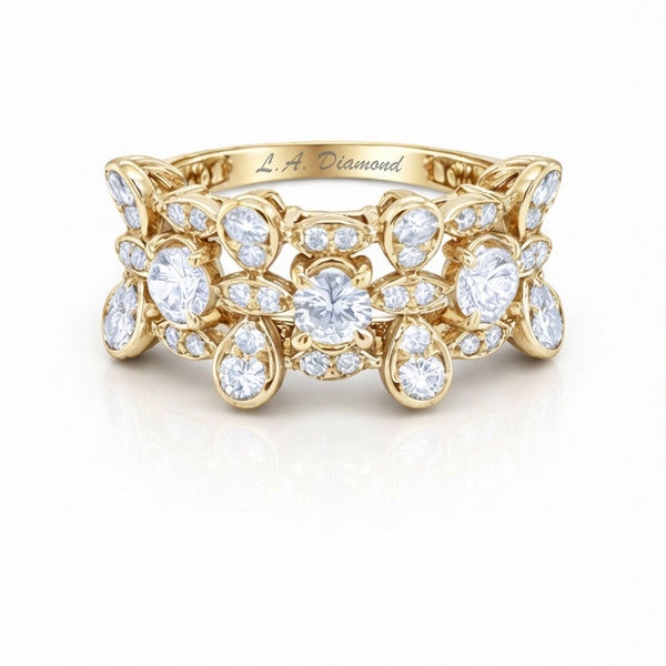 14K White Gold Round Diamond Half-Bezel Engagement Ring (2.00 ct)