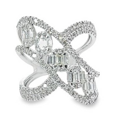 18k White Gold Diamond Baguette Cut Ring 1.05c