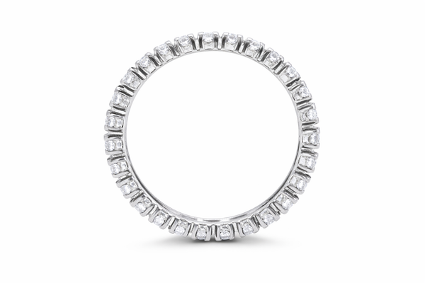 18K White Gold Round Brilliant Diamond French Pave Eternity Band (1.40 ct)