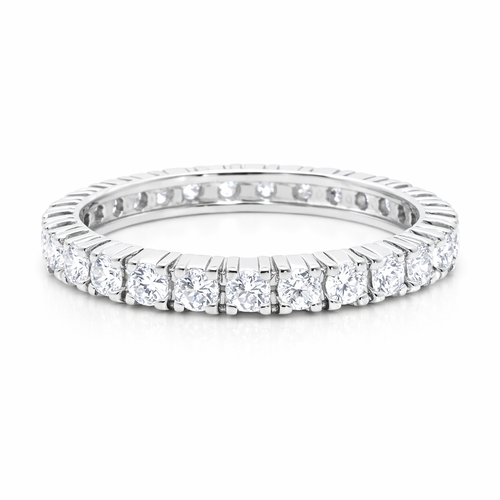 18K White Gold Round Brilliant Diamond French Pave Eternity Band (1.40 ct) - RD417