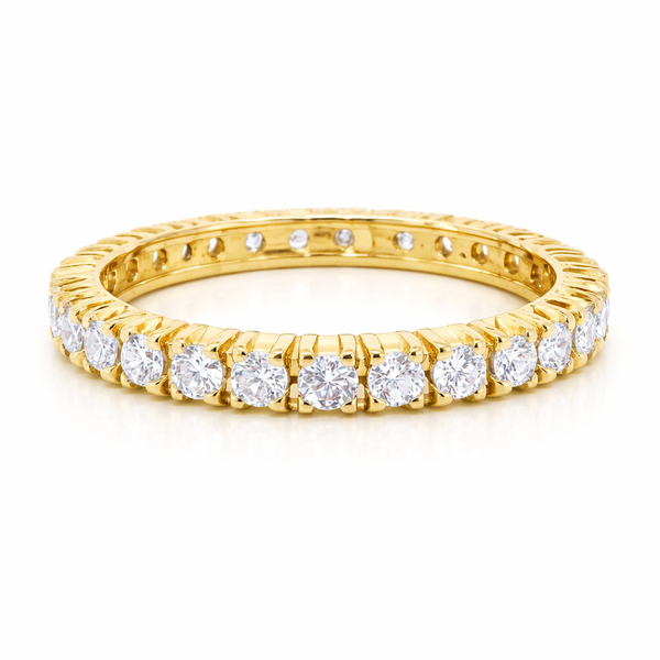 18K White Gold Round Brilliant Diamond French Pave Eternity Band (1.40 ct)