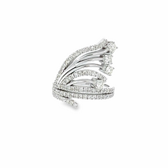 18k White Gold Diamond Round Cut Wide Twisted Ring 2.20c