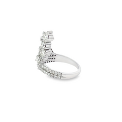 18k White Gold Diamond Round Cut Wide Twisted Ring 2.20c