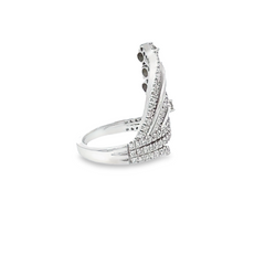 18k White Gold Diamond Round Cut Wide Twisted Ring 2.20c