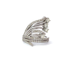 18k White Gold Diamond Round Cut Wide Twisted Ring 2.20c