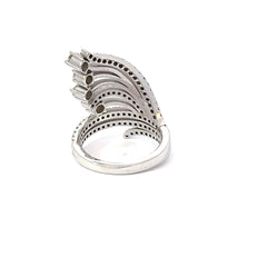 18k White Gold Diamond Round Cut Wide Twisted Ring 2.20c
