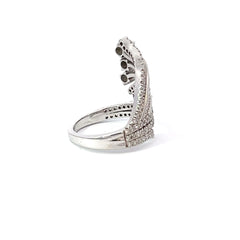 18k White Gold Diamond Round Cut Wide Twisted Ring 2.20c