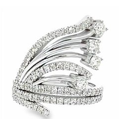 18k White Gold Diamond Round Cut Wide Twisted Ring 2.20c