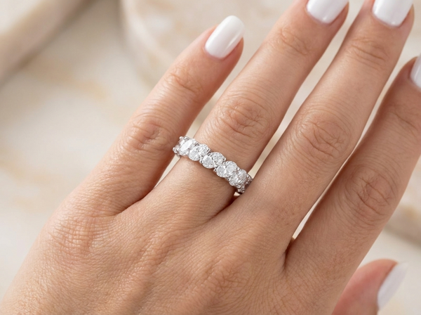 14K White Gold Marquise Diamond Half Eternity Band (2.00 ct)