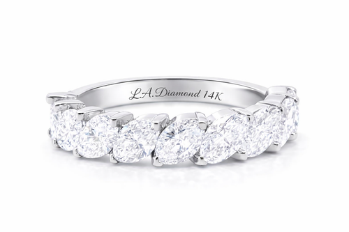 14K White Gold Marquise Diamond Half Eternity Band (2.00 ct) - rd475