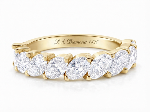14K White Gold Marquise Diamond Half Eternity Band (2.00 ct)
