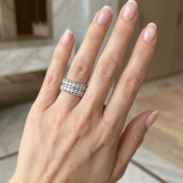 14K White Gold Round Diamond Cluster Ring (3.10 ct)