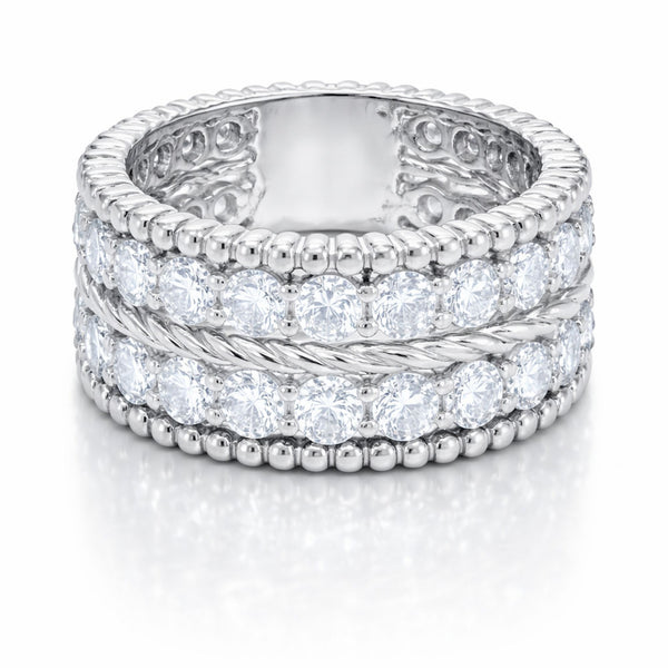 14K White Gold Round Diamond Cluster Ring (3.10 ct)