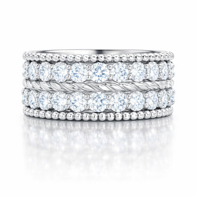 14K White Gold Round Diamond Cluster Ring (3.10 ct)