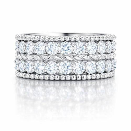 14K White Gold Round Diamond Cluster Ring (3.10 ct) - RD479