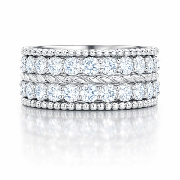 14K White Gold Round Diamond Cluster Ring (3.10 ct)