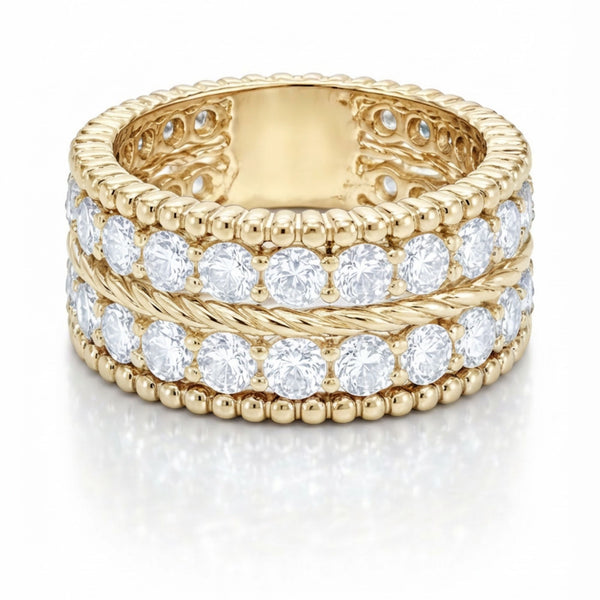 14K White Gold Round Diamond Cluster Ring (3.10 ct)