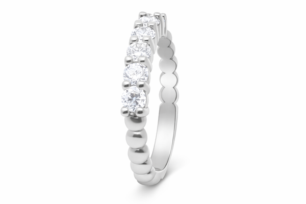 14K White Gold Round Diamond Half-Eternity Band (1.00 ct)