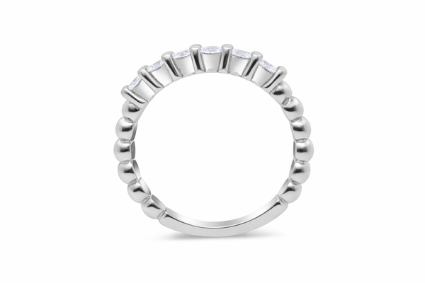 14K White Gold Round Diamond Half-Eternity Band (1.00 ct)
