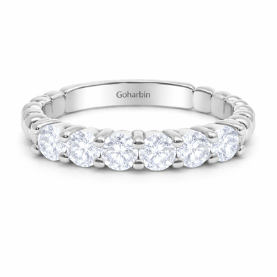 14K White Gold Round Diamond Half-Eternity Band (1.00 ct)