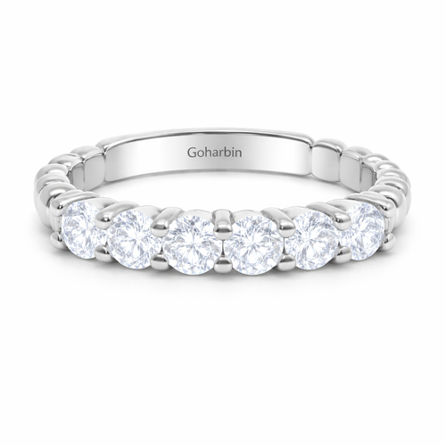 14K White Gold Round Diamond Half-Eternity Band (1.00 ct) - RD481