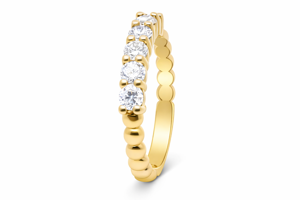 14K White Gold Round Diamond Half-Eternity Band (1.00 ct)