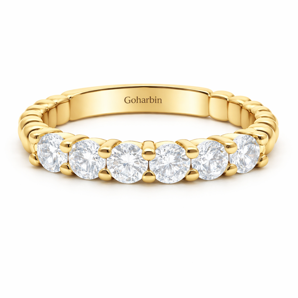 14K White Gold Round Diamond Half-Eternity Band (1.00 ct)