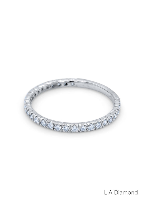 14K White Gold Round Diamond Accent Ring (0.55 ct) - LA DIAMOND