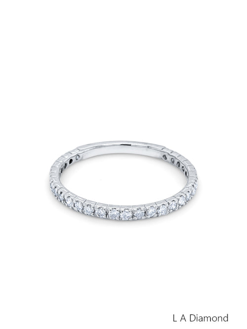 14K White Gold Round Diamond Accent Ring (0.55 ct) - LA DIAMOND