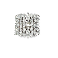 14k White Gold Diamond Round And Oval Cut Multi-Layer Wedding Band 3.15c